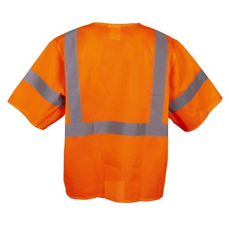 Cor-Brite Safety Vest, Orange Mesh, Type R, Class 3 V3000S