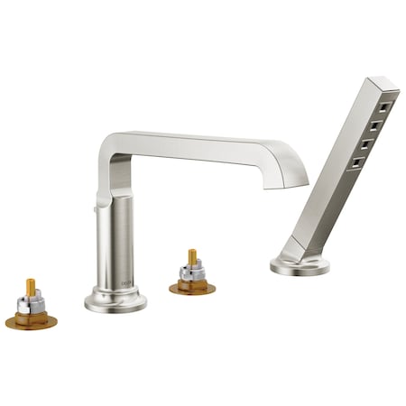 Delta Tetra Roman Tub Trim With Hand Shower In Lumicoat Stainless T4789-SS-PR-LHP