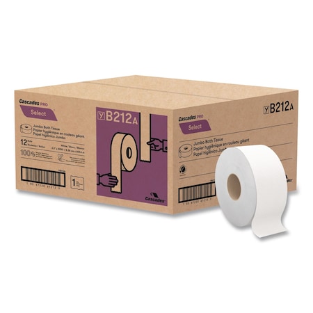 Cascades Pro Toilet, 1 Ply, 1 Sheets, White, 12 PK B212