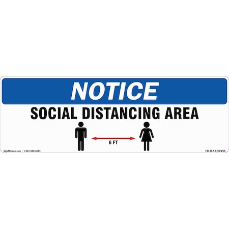 Signmission Social Distance Area 6 Ft Non-Slip Floor Graphic, 18in Vinyl Decal, 16" x 16", FD-2-R-16-99990 FD-2-R-16-99990