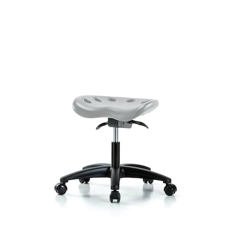Blue Ridge Ergonomics Polyurethane Tractor Sit-Stand Stool - Desk Height with Casters in Gray Polyurethane PTDHSO-RG-RC-GRY
