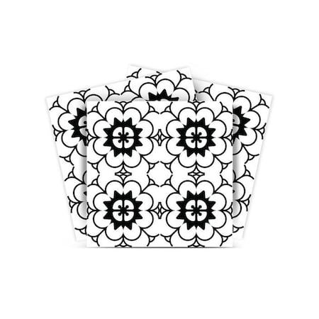 Homeroots 7" X 7" Black and White Gerber Peel and Stick Removable Tiles 399968