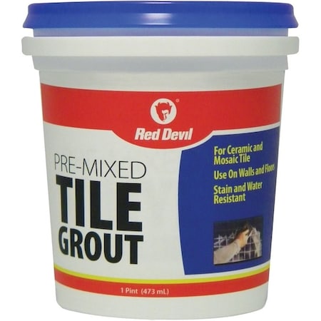 Red Devil 0 Tile Grout, Paste, Ammonia, Mild Acrylic, White, 1 pt Tub 428