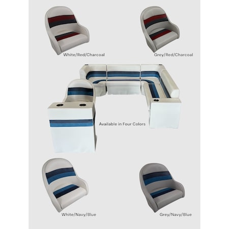 Horizon Mfg Premium 12 Piece Pontoon Furniture Set Gray/Red/Charcoal Premium 015-ABEC