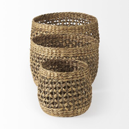 Homeroots Set of Three Brown Wicker Basket, 3PK 392152