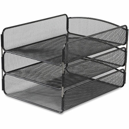 Safco Letter Tray, Black, Steel, 9 1/4 in W, 11 3/4 in L, 8 in H, 3 Number of Compartments 3271BL