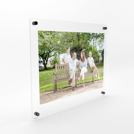 Fab Glass And Mirror Double Panel Acrylic Floating Wall Frame Size: 23in x23 for Art 20in x20in Black F2AC3M23X23BL