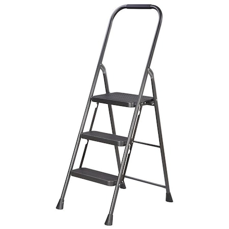 Simple Spaces Folding Step Stool, 5034 in H, 3Step, 225 lb, 518 in D Step, Steel, Black HB3-2H