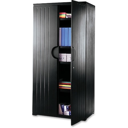Iceberg Rough n Ready Storage Cabinet, Black, HDPE, 4 Shelves, 36 in W x 22 in D x 72 in H 92571