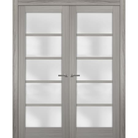 Sartodoors Double French Interior Door, 72" x 80", Gray QUADRO4002DD-SSS-72