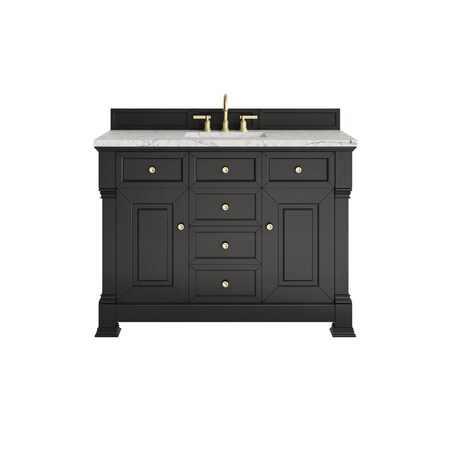 James Martin Vanities Brookfield 48 in. Single Vanity, Black Onyx w/ 3 CM Eternal Jasmine Pearl Silestone Top 547-V48-BKO-3EJP