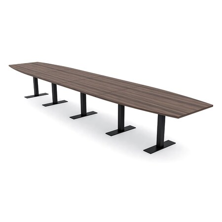 Skutchi Designs 18ft Conference Table With Power Unit | 18 Person Modular Boat Meeting Table | Harmony Series HAR-BOT-48X216-T.BK-H3041-NA