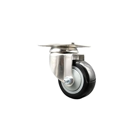 Service Caster 3.5 Inch 316SS Black Polyurethane Wheel Swivel Top Plate Caster SCC-SS31620S3514-PPUB-BLK