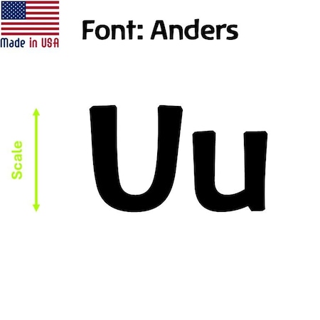 Aacc Self-Adhesive Vinyl Letter: u, Scale: 45 cm. Color: Black Font: Anders by, 4PK AACC-Anders-lu-Black-M45x4