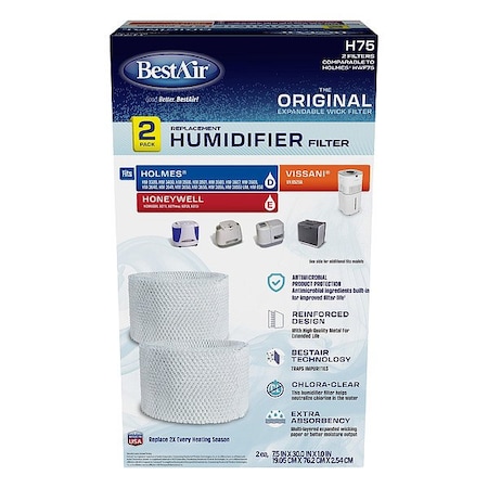 Bestair Humidifier Wick, 7 1/2 in L, PK2 H75-2PK-PDQ-2