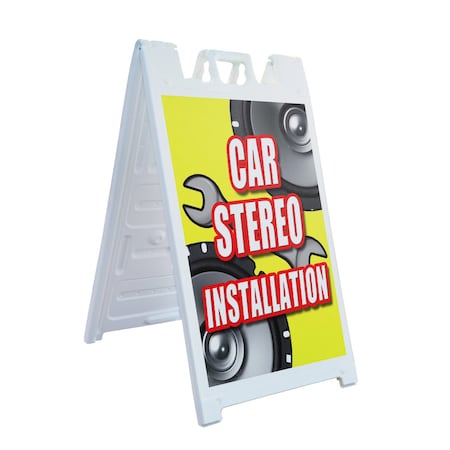 Signmission Car Stereo Installation, A-Frame & 2 Sign Inserts, Heavy-Duty Plastic Frame SBHD-C-2436-Car Stereo Installation