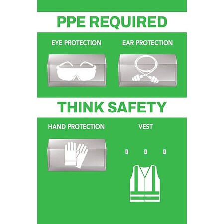Visual Workplace PPE Shadow Board, Green, 24 in H 30-1910-3624-P31401