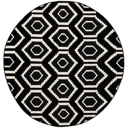 Safavieh 8 x 8 ft. Dhurries Hand Woven Flat Weave Round Area RugBlack & Ivory DHU556L-8R