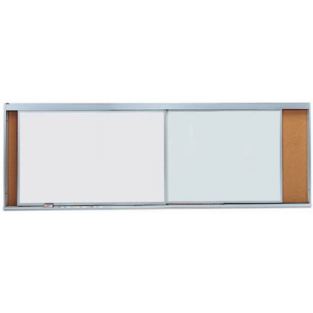 Aarco Horizontal Sliding Unit, w/ 2 Tracks, High Gloss White Porcelain Markerboard Panel, 48''Hx144''W HSU412-2