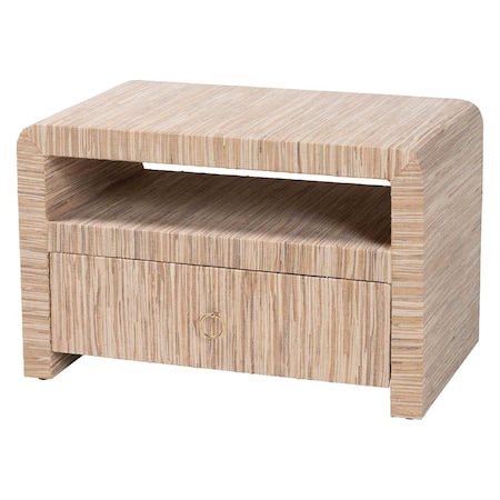 Bali & Pari Hannah Bohemian Woven Grasscloth 1-Drawer Nightstand 255-14047-ZORO