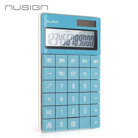 Deli NUSIGN Desktop Calculator, 12-Digit Wide Display, Dual Power, Blue, 10PK ENS041