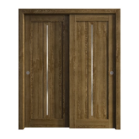 Sartodoors Sliding Closet Bypass Doors 72 x 80 inches, Ego 5014 Marble Oak, Rails Hardware Set, Wood Solid B EGO5014DBD-DMR-72