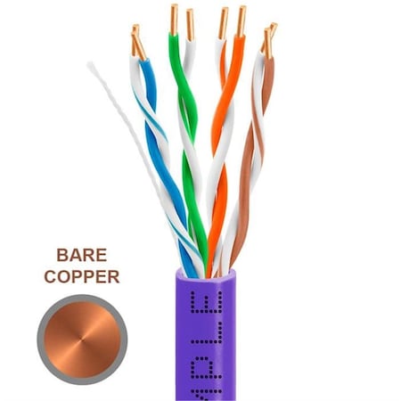 Cmple Cat5e Bulk In-Wall Cable 24AWG Bare Copper, 350MHz - 1000 ft. - Purple 1306-N