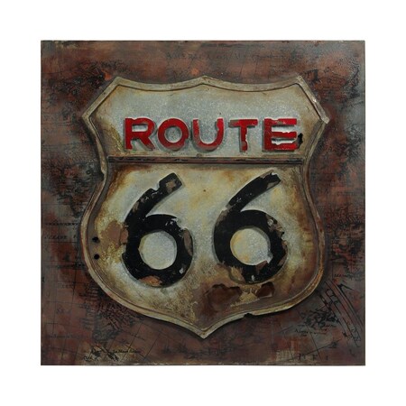 Solid Storage Supplies Primo Mixed Media Hand Painted Iron Wall Sculpture - Route 66 SO3496789