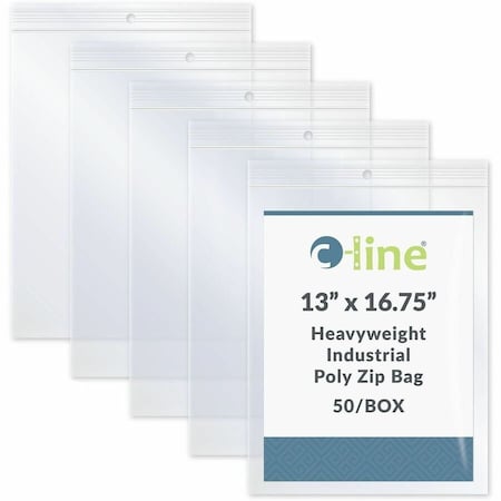 C-Line Products Heavyweight Industrial Poly Zip Bags, No Color, 50PK CLI47014