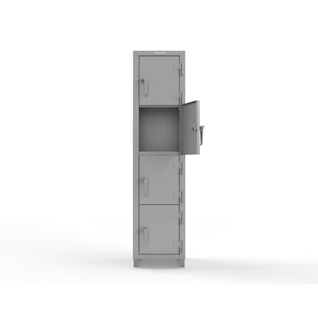 Strong Hold Extra Heavy Duty 14 GA 4-Tier Locker, 4 Compartments - 18 in. W x 18 in. D x 75 in. H 1.66-4D-18-4T-L