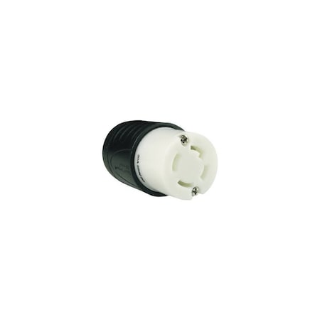 Pass & Seymour Locking Connector, 3-Pole, 4-Wire Grounding, Black & White, NEMA L15-30R, 30-Amp, 250-Volt L1530CCC