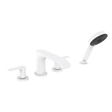 Hansgrohe Vivenis 4-Hole Roman Tub Set Trim with 1.75 GPM Handshower in Matte White 75443701