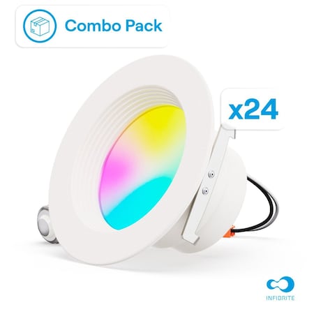 Infibrite 4 In. WiFi Smart 9W 810LM Recessed Retrofit LED Downlight, Alexa/Google, Wet Rated, 24PK IB-003-1-9W-WH-24PK