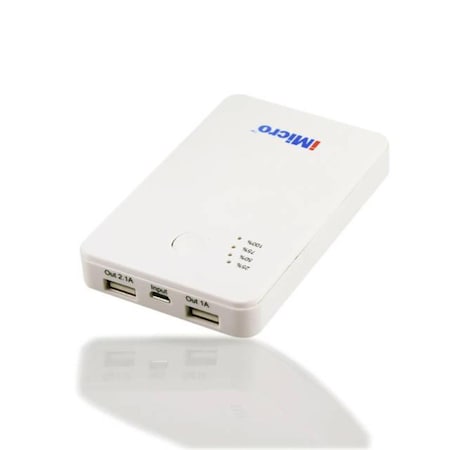 Imicro 5000 mAh Lithium Polymer Battery Power Bank, White PB-IM5000W
