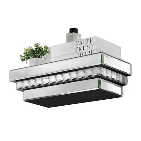 Homeroots 16" Silver Glass Wall Mounted Floating Shelf 639947