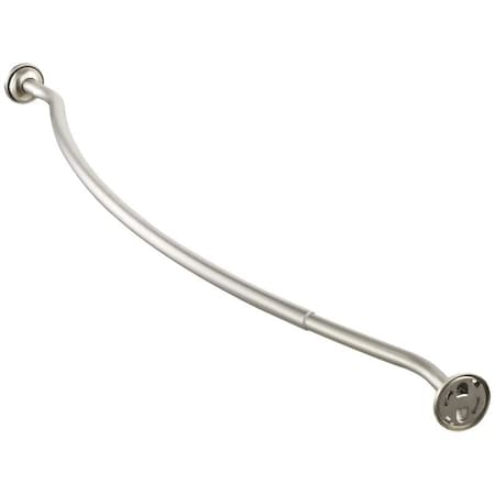 Simple Spaces Shower Curtain Rod, 13-1/2 lb, 52 to 72 in L Adjustable, 1 in Dia Rod, Steel, Brushed Nickel SD-CSR-BN