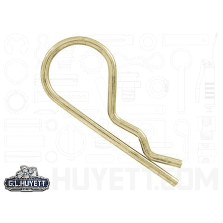 Huyett Bridge Pin, Zinc Yellow Spring Steel, 0.094 in Wire Dia x 2.000 in L x Fits 1/4 in to 1/2 in Shaft BPY-228