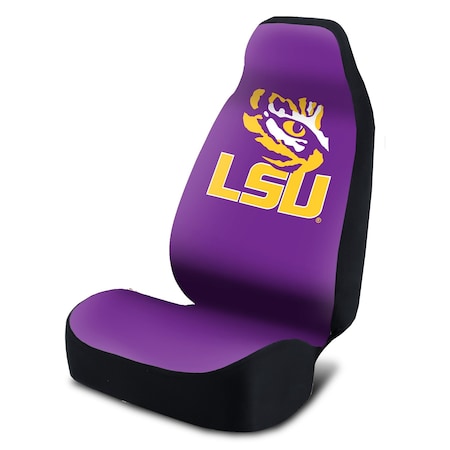 Coverking UNIVERSAL SEAT COVER PRINT 1PC ULTIMATE SUEDE W/ BLACK INERLOCK BACKING LSU PURPLE TIGER & NAME USCSELA268