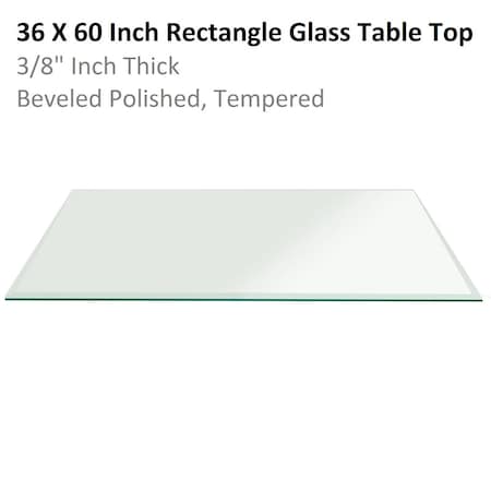 Fab Glass And Mirror Fab Glass & Mirror Rectangle Glass 3/8in Thick Bevel Tempered Radius Corners, 36in L x 60in W 36x60RECT10THBETE-T