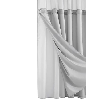 Homeroots Silver Modern Grid Shower Curtain and Liner Set 399755