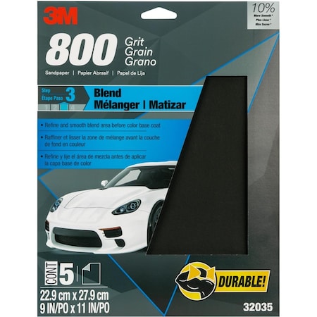 3M 800 Grit Wet or dry Sheet  9 inch  X 11 inch, 10PK 32035