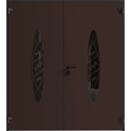 Vdomdoors Front Exterior Prehung Aluminum Double Doors Ronex1277 Brown Mirrored Clear Glass Entry Metal RONEX1277DEXD-BRW-W72xH80-LH-O