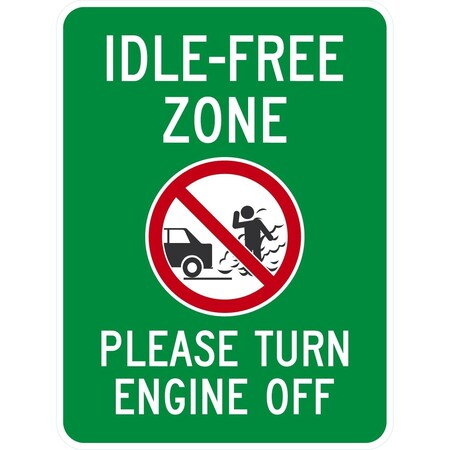 Lyle Idle-Free Zone Please Turn Engine Off with Graphic, 18x24, Non-Reflective, White G-11110-NA_18x24