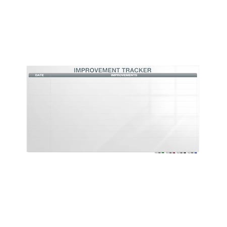 Ghent Manufacturing Aria Low Profile Glassboard, Improvement Tracker 1, Non-Magnetic, 4'H x 6'W GRPARIASN02V-46