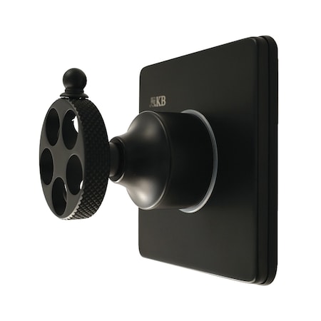 Kingston Brass Single-Handle Six-Way Diverter Valve with Knurled Handle and Square Trim Kit, Matte Black KS4040RKX
