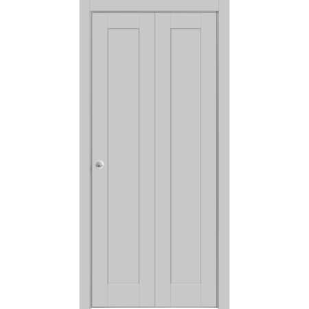 Sartodoors Sliding Closet Bi-fold Doors Grey Solid Core Modern Interior QUADRO4111BF-GRE-72 x 80 (2* 36x80)