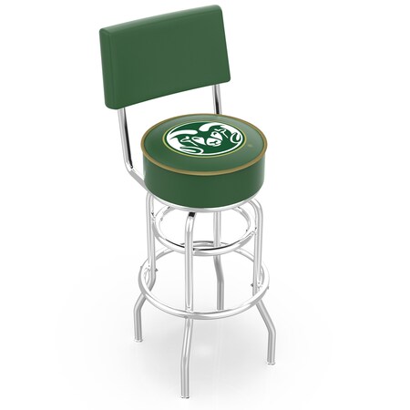 Holland Bar Stool Co 25" Chrome 2-Ring Colorado State Swivel Bar Stool, Back L7C425ColoSt
