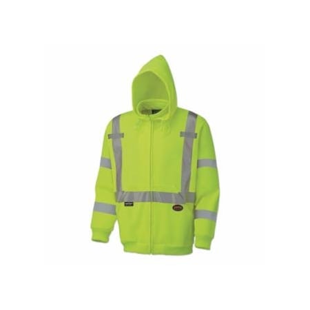 Pioneer 6924AU/6925AU Hi-Viz Safety Polyester Fleece Hoodie, Zipper Front, 2X-Large, Yellow/Green 852-V1060461U-2XL