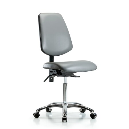 Blue Ridge Ergonomics Vinyl Chair Chrome, Med Bench, Med Back, Tilt, Casters, Sterling BR-VMBCH-MB-CR-T1-A0-NF-CC-8840
