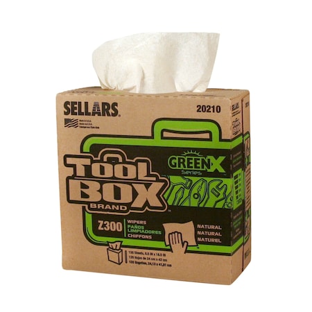 Sellars Toolbox Z300 Greenx Interfold 135/Box Natural 8.5"X16.5" 8Cs, 8PK 20210